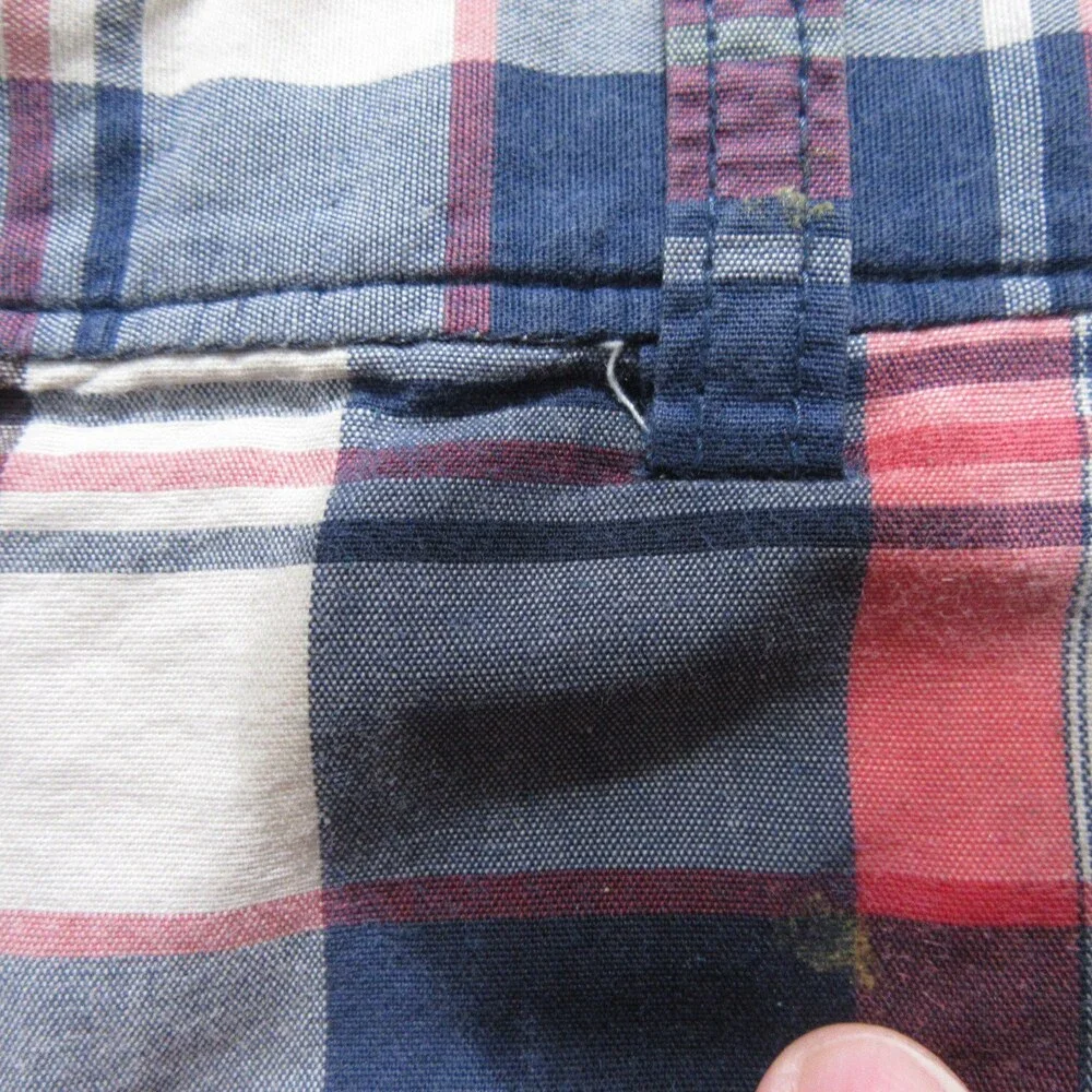 Banana Republic Mens Shorts 34 x 10 Multicolored Plaid Madras 100% Cotton Pocket